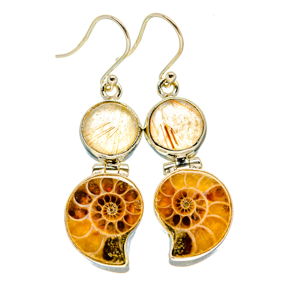 Ammonite Fossil Earrings handcrafted by Anasilvercos - EARR415747