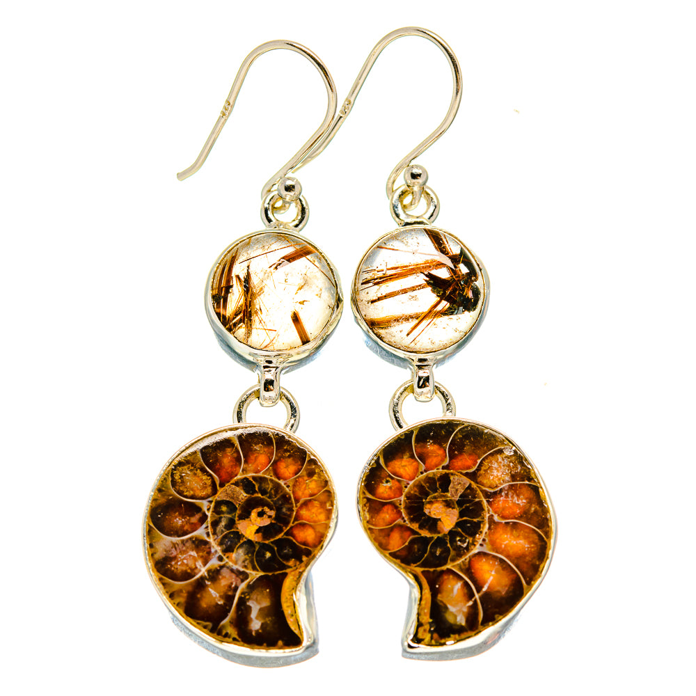 Ammonite Fossil Earrings handcrafted by Anasilvercos - EARR415749