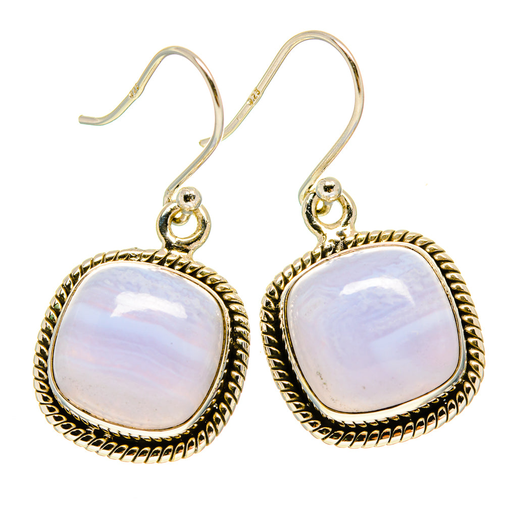 Blue Lace Agate Earrings handcrafted by Anasilvercos - EARR415751