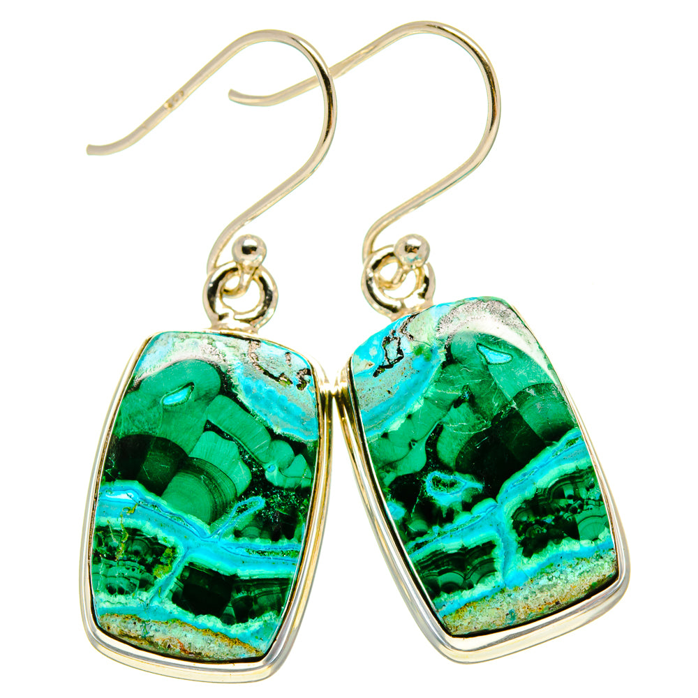 Malachite In Chrysocolla Earrings handcrafted by Anasilvercos - EARR415753