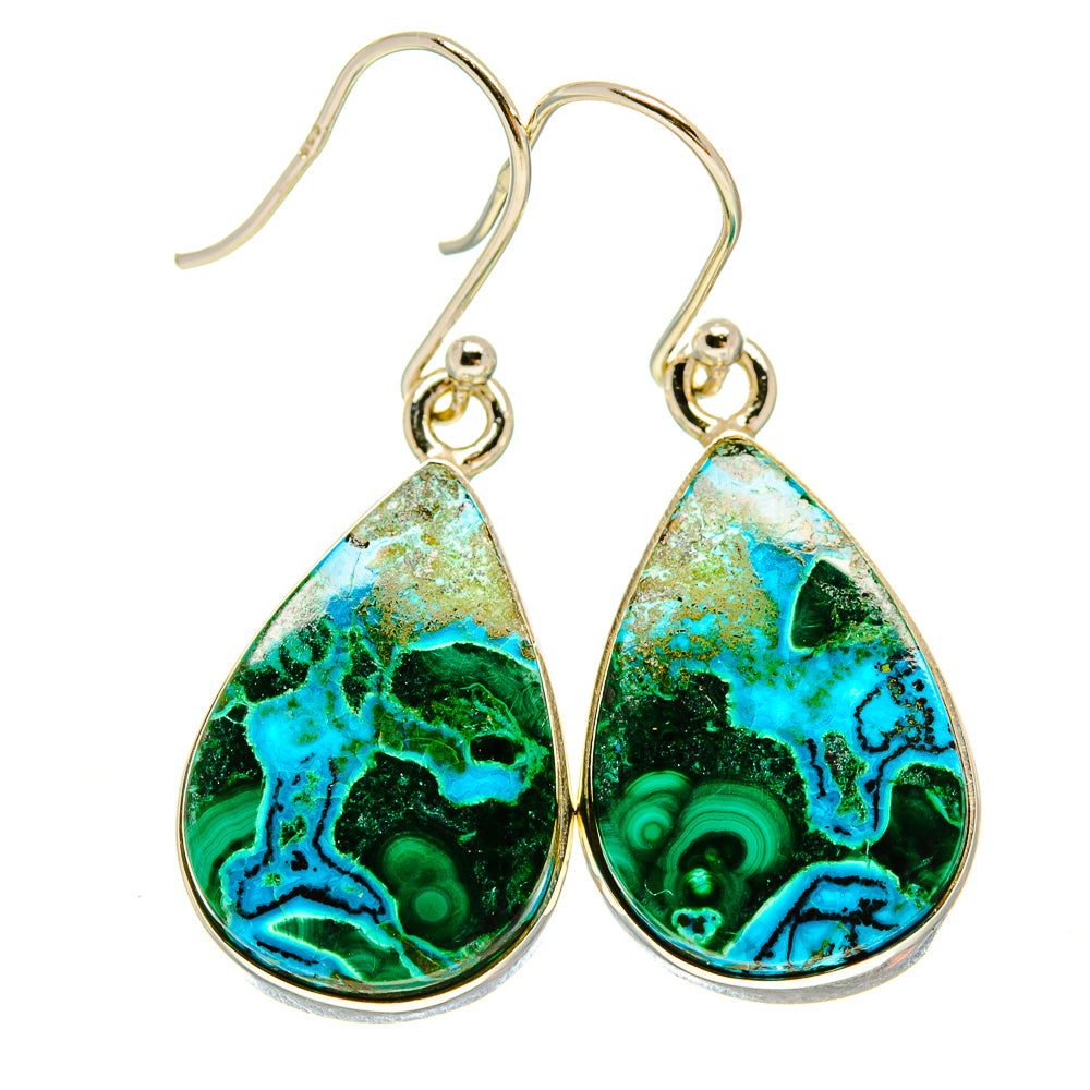 Malachite In Chrysocolla Earrings handcrafted by Anasilvercos - EARR415759
