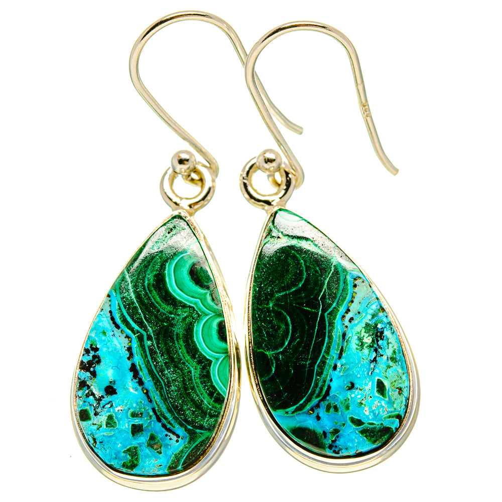 Malachite In Chrysocolla Earrings handcrafted by Anasilvercos - EARR415762
