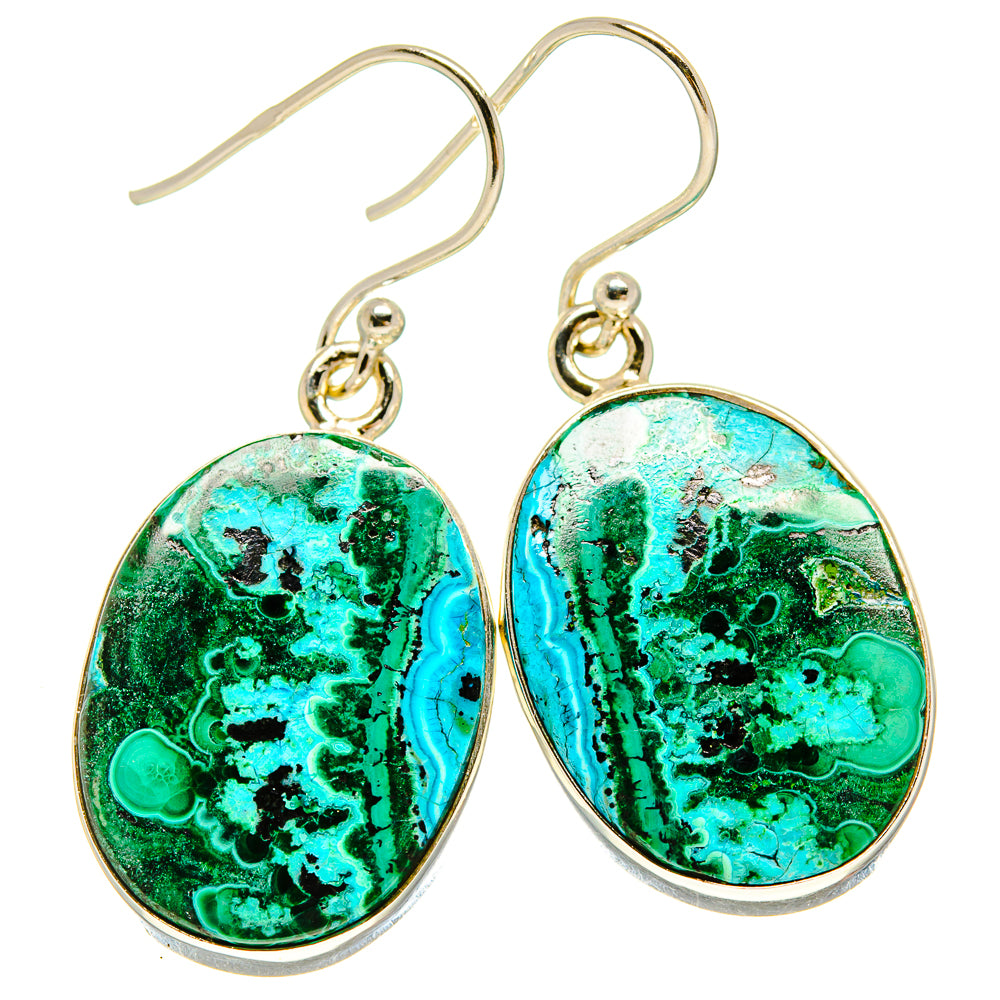 Malachite In Chrysocolla Earrings handcrafted by Anasilvercos - EARR415764