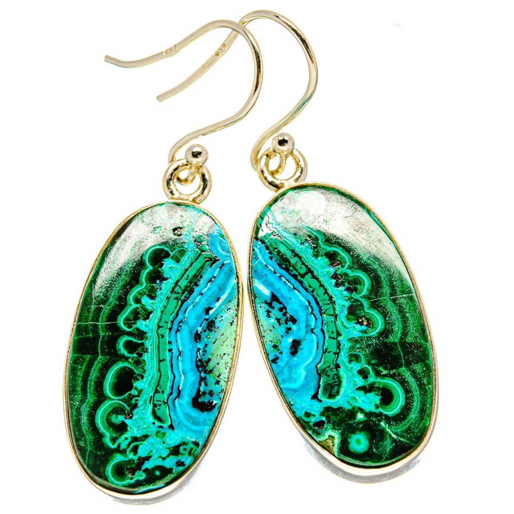 Malachite In Chrysocolla Earrings handcrafted by Anasilvercos - EARR415778
