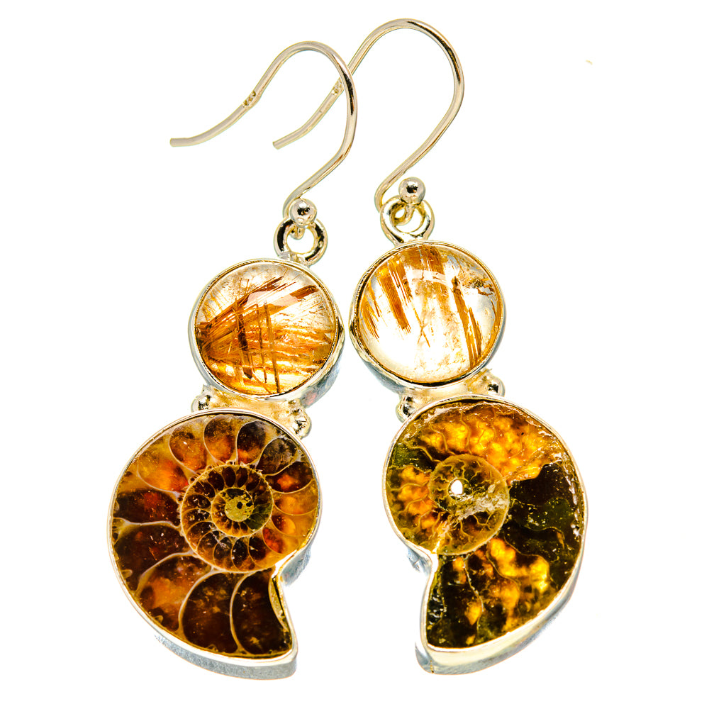 Ammonite Fossil Earrings handcrafted by Anasilvercos - EARR415779