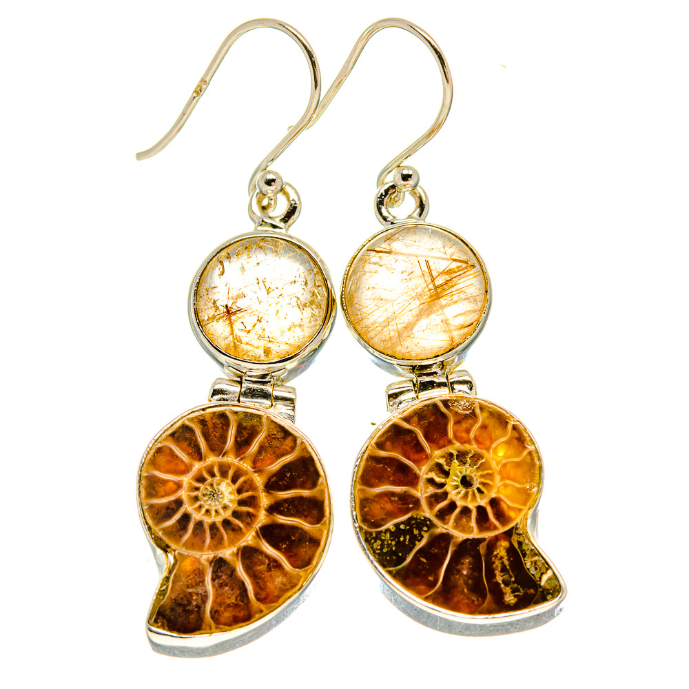 Ammonite Fossil Earrings handcrafted by Anasilvercos - EARR415782