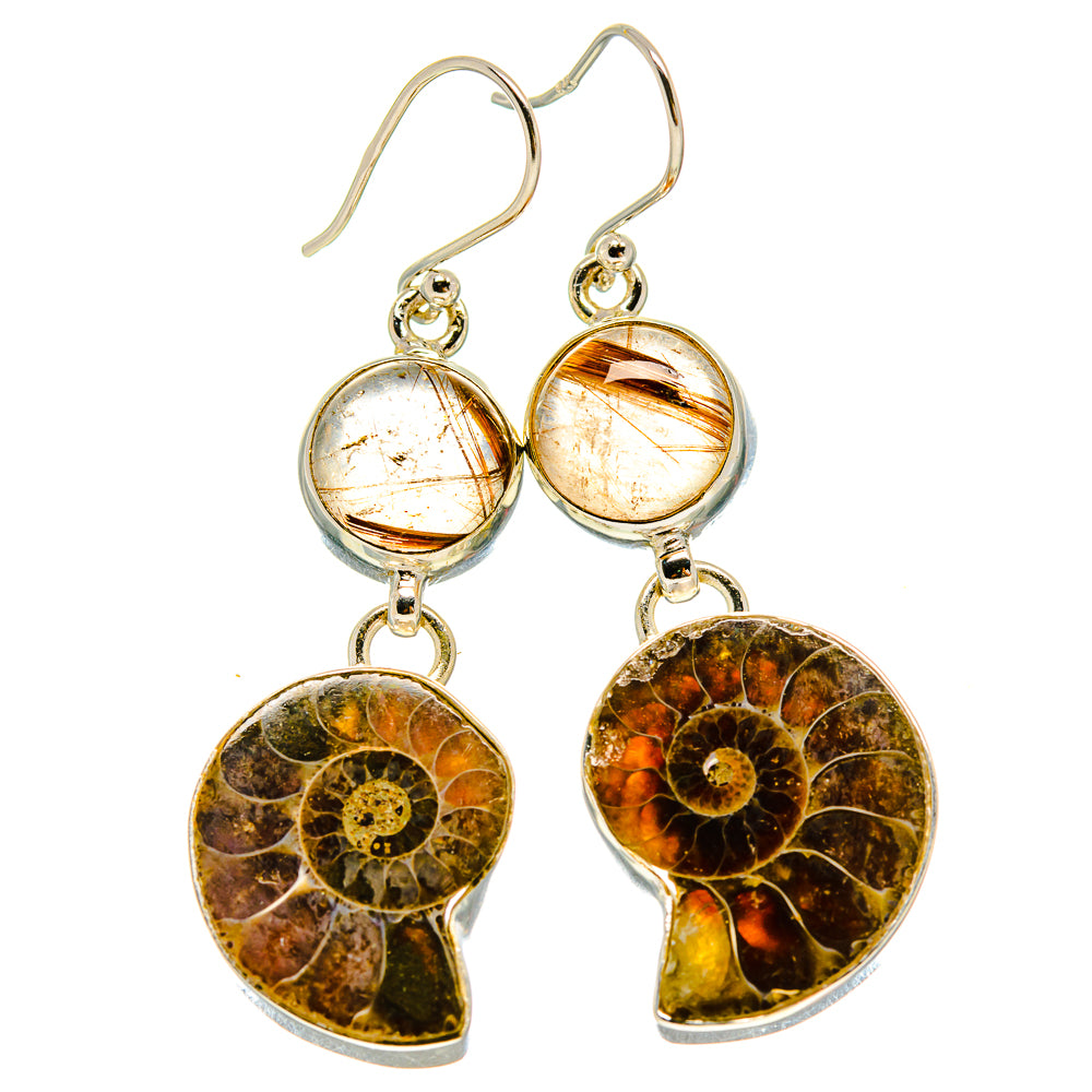 Ammonite Fossil Earrings handcrafted by Anasilvercos - EARR415787