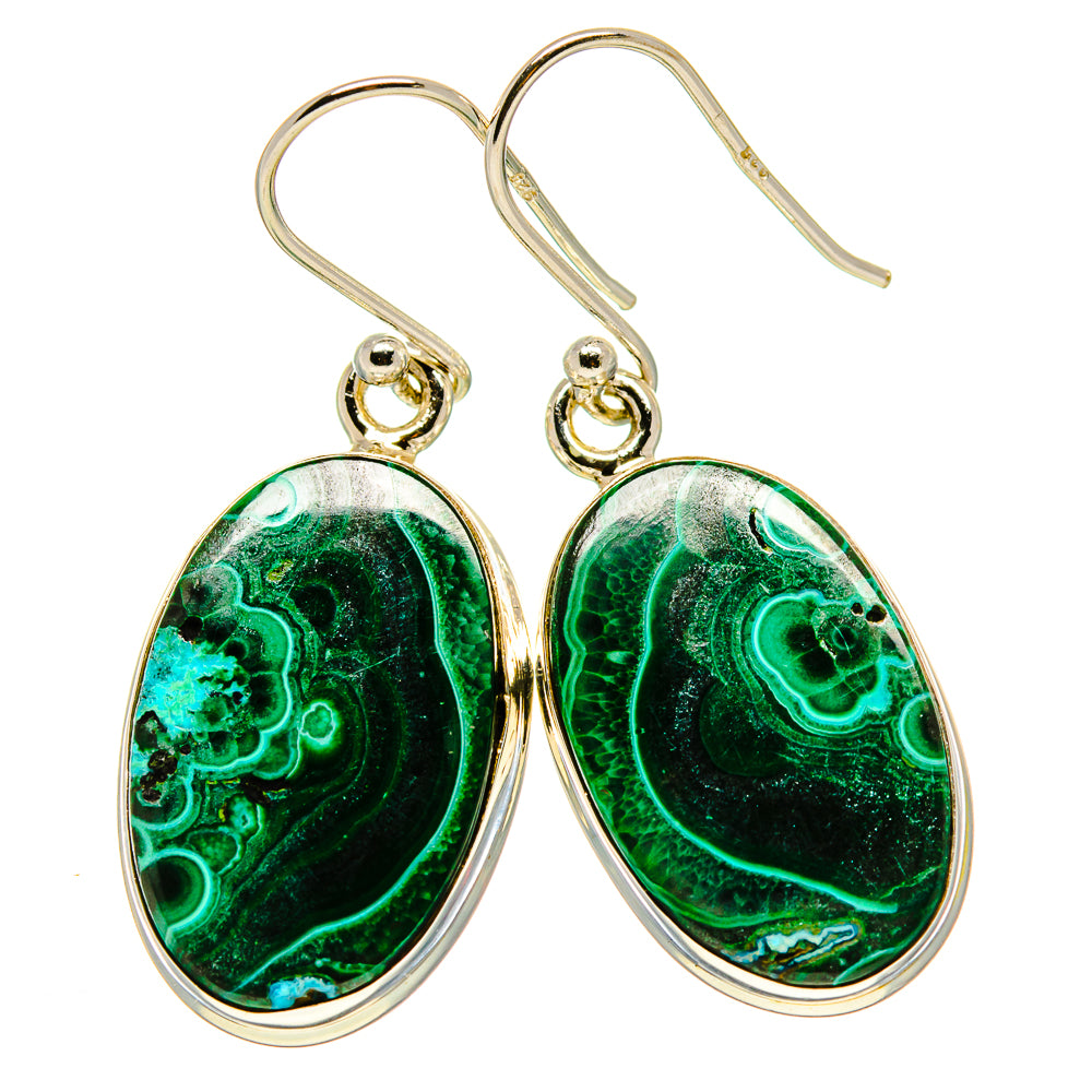 Malachite In Chrysocolla Earrings handcrafted by Anasilvercos - EARR415847