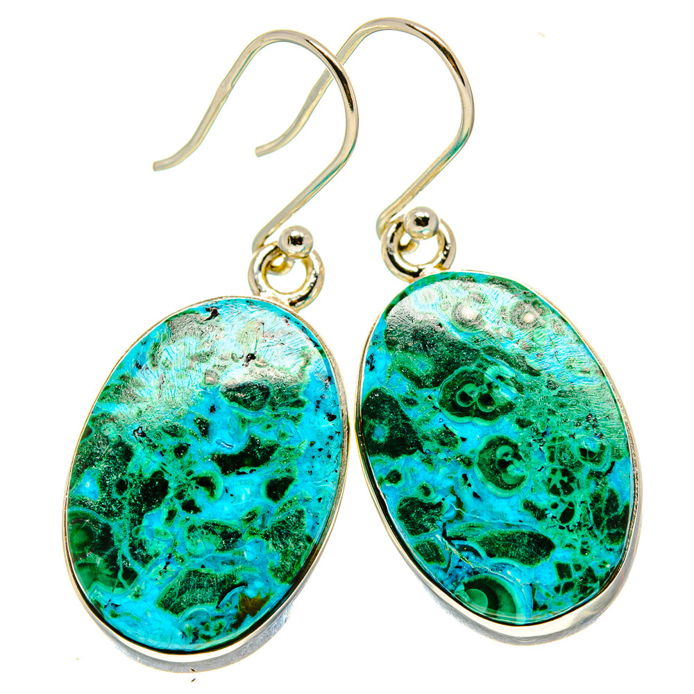 Malachite In Chrysocolla Earrings handcrafted by Anasilvercos - EARR415852