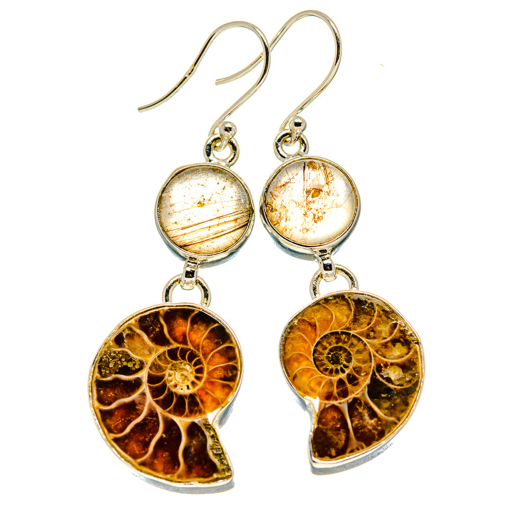 Ammonite Fossil Earrings handcrafted by Anasilvercos - EARR415860