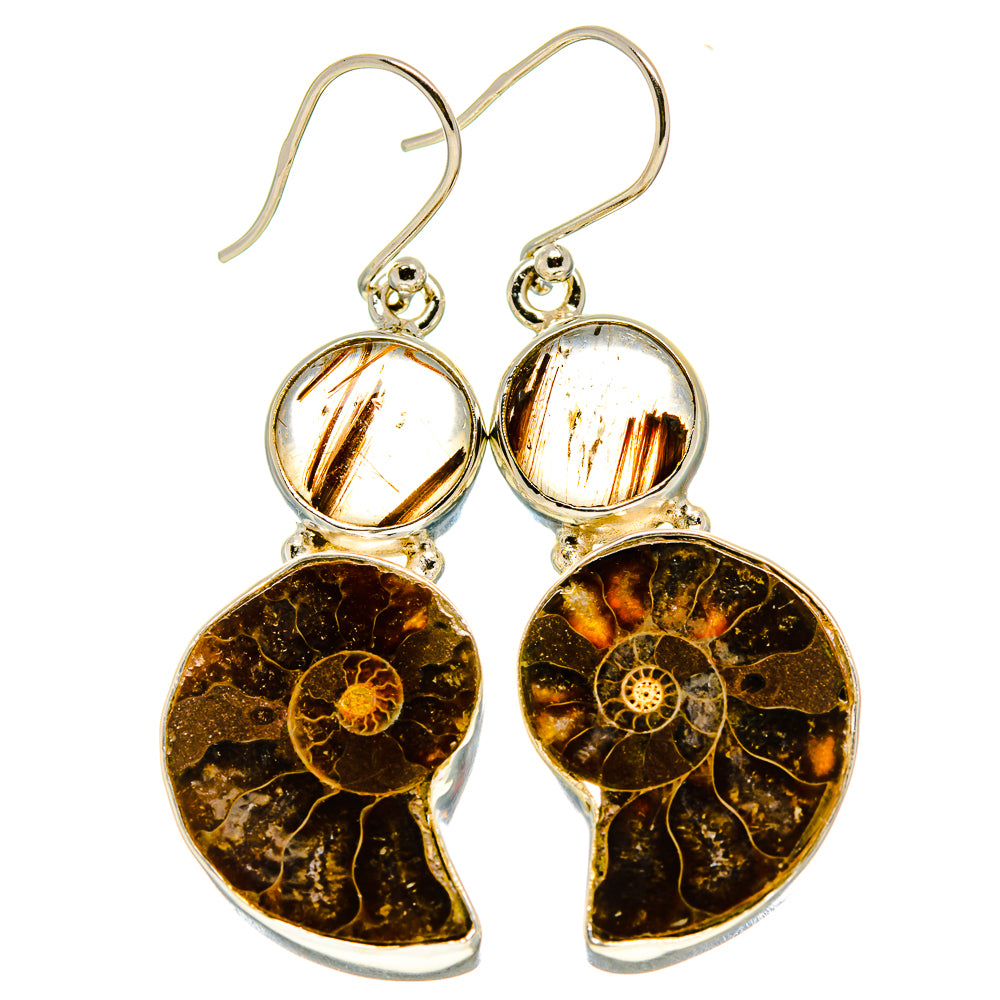 Ammonite Fossil Earrings handcrafted by Anasilvercos - EARR415863
