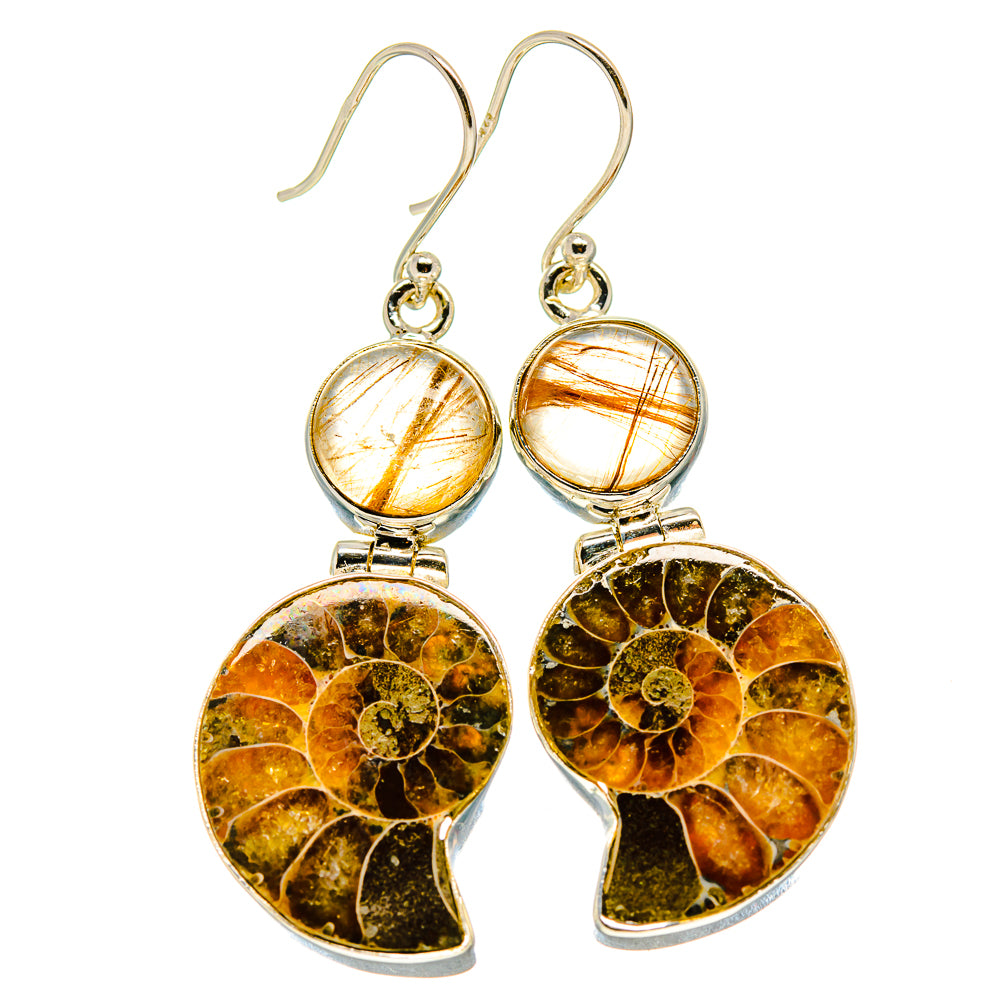Ammonite Fossil Earrings handcrafted by Anasilvercos - EARR415871