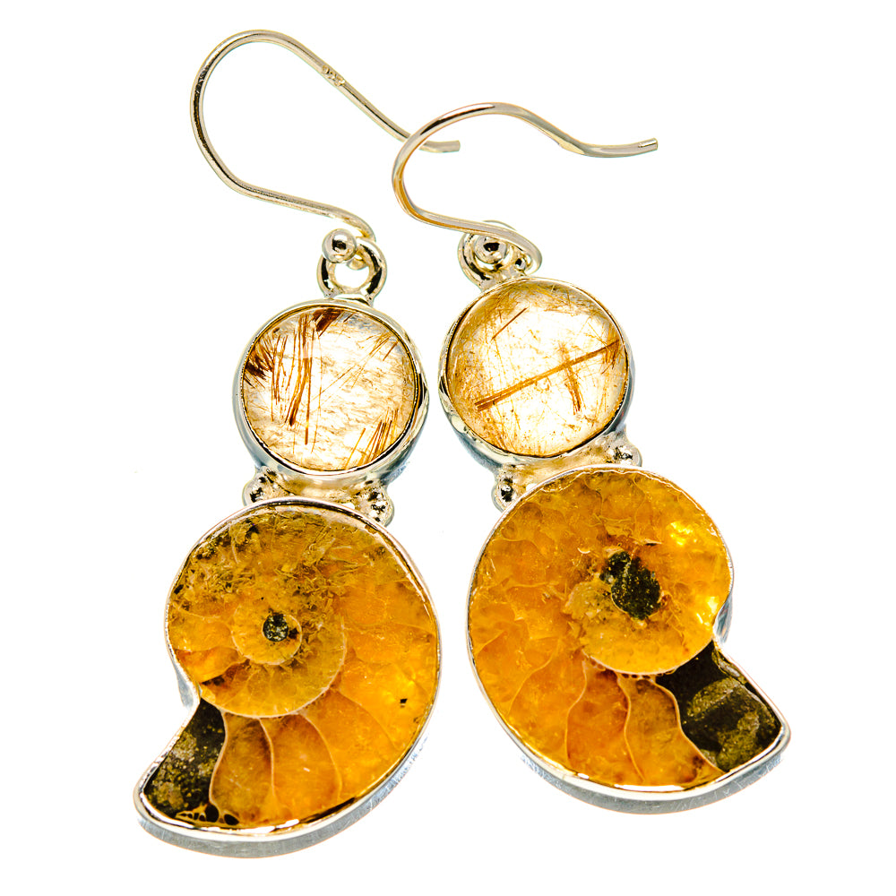Ammonite Fossil Earrings handcrafted by Anasilvercos - EARR415873