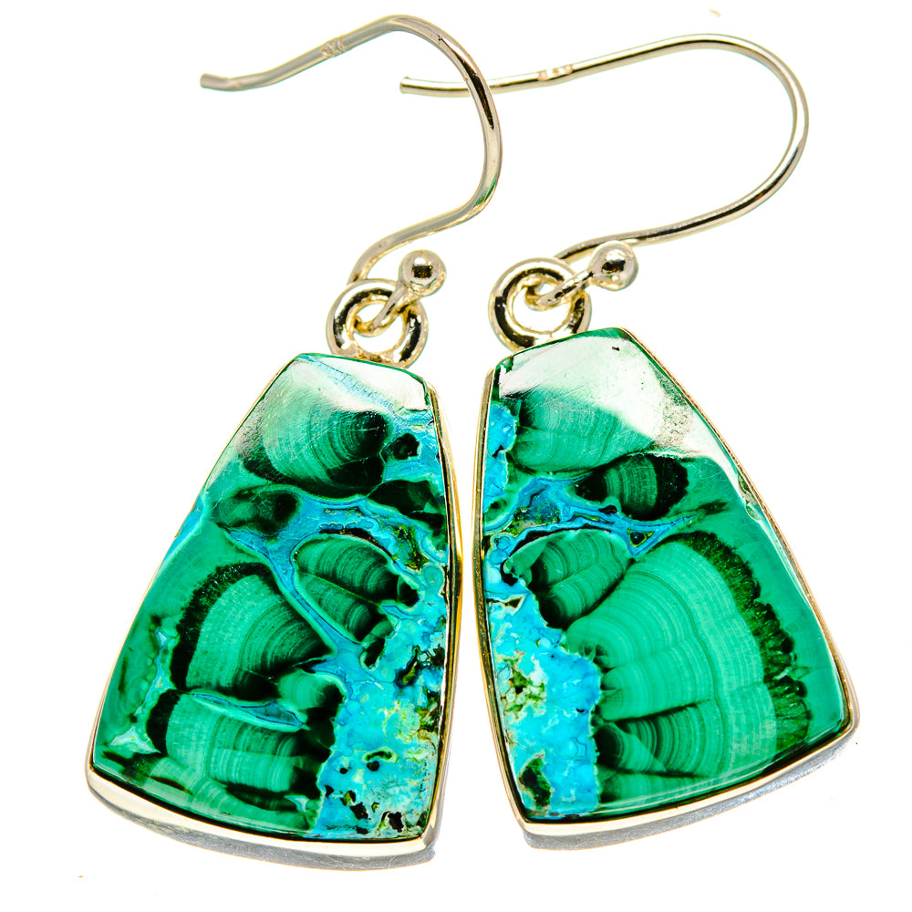 Malachite In Chrysocolla Earrings handcrafted by Anasilvercos - EARR415877