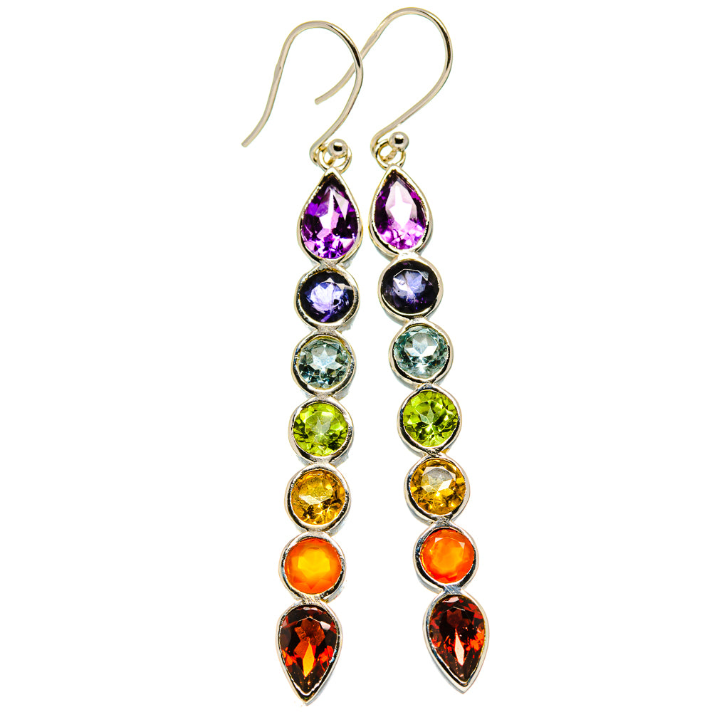 Multi-Stone Chakra Earrings handcrafted by Anasilvercos - EARR415882