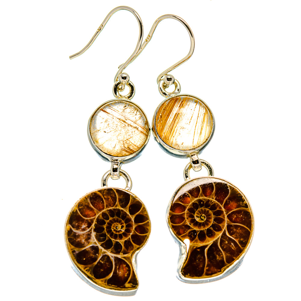 Ammonite Fossil Earrings handcrafted by Anasilvercos - EARR415883