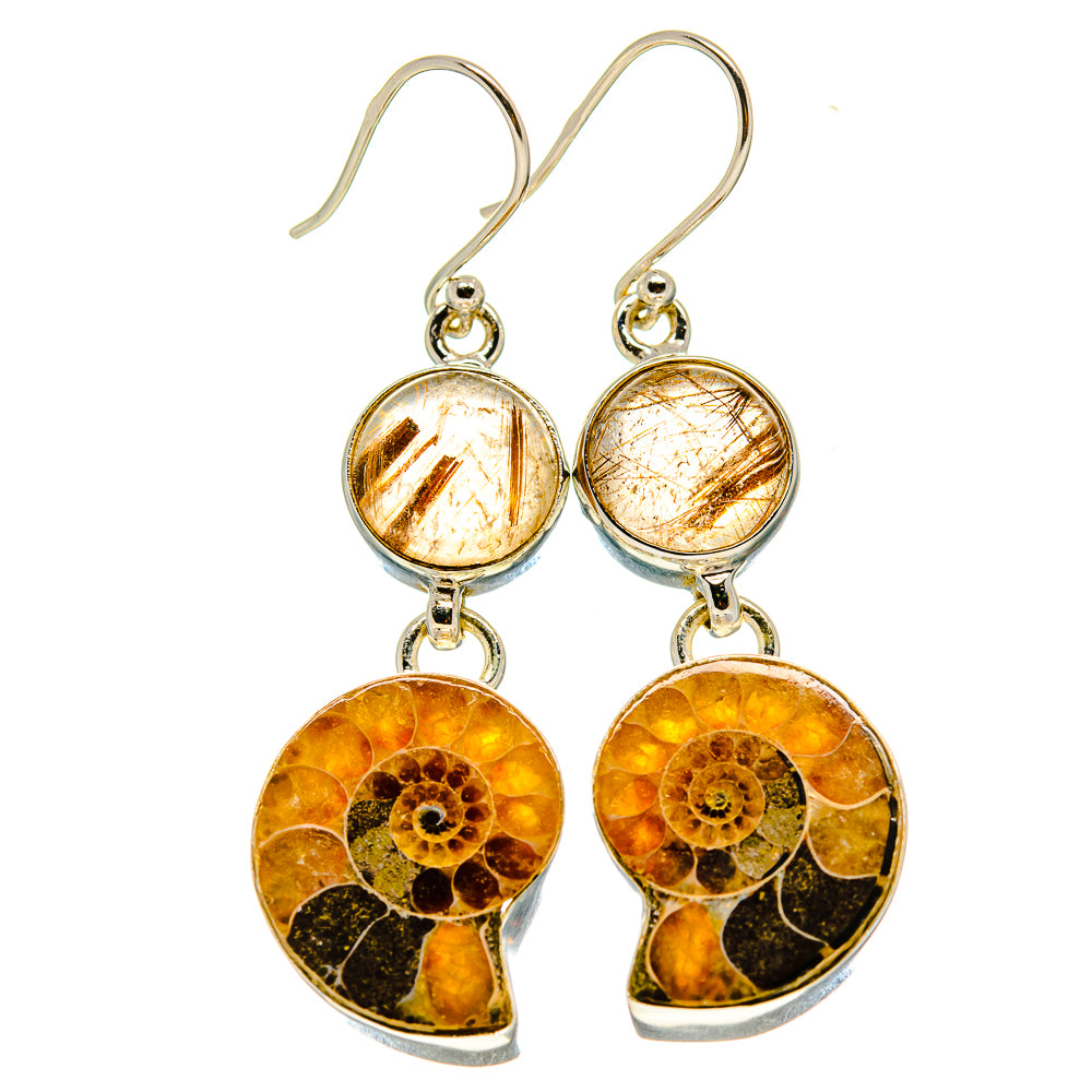 Ammonite Fossil Earrings handcrafted by Anasilvercos - EARR415920