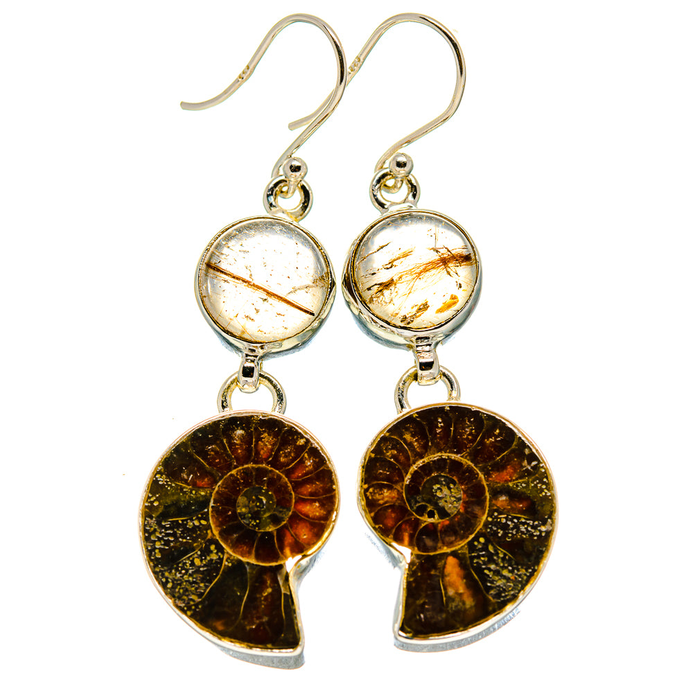 Ammonite Fossil Earrings handcrafted by Anasilvercos - EARR415928