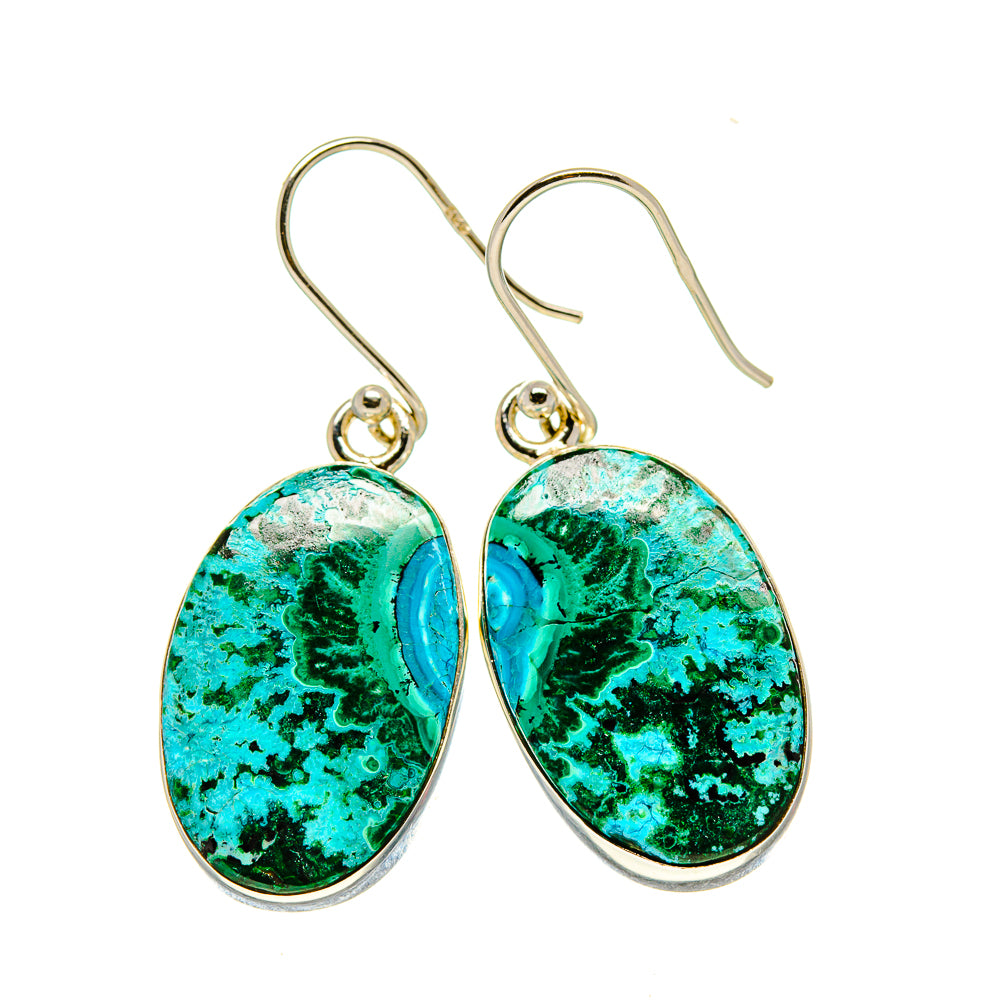 Malachite In Chrysocolla Earrings handcrafted by Anasilvercos - EARR415931