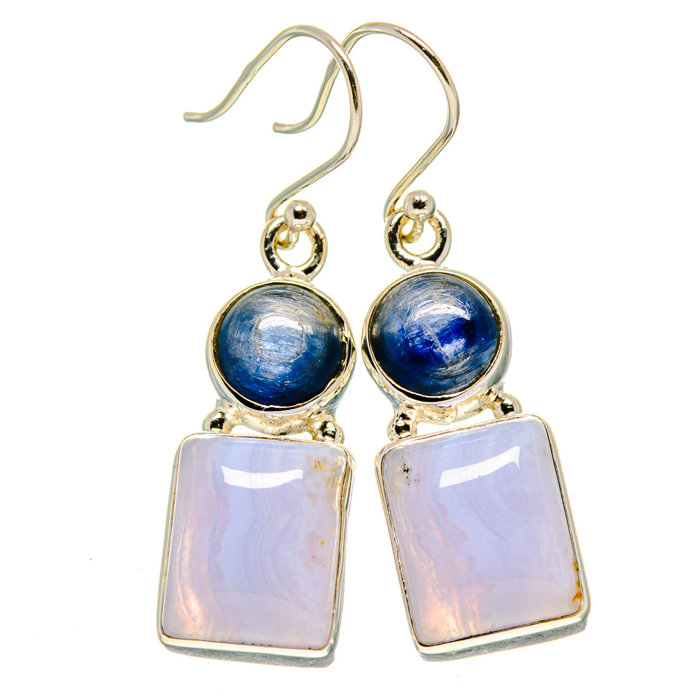 Blue Lace Agate Earrings handcrafted by Anasilvercos - EARR415935