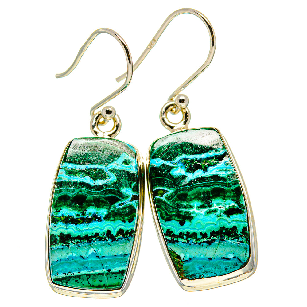 Malachite In Chrysocolla Earrings handcrafted by Anasilvercos - EARR415940