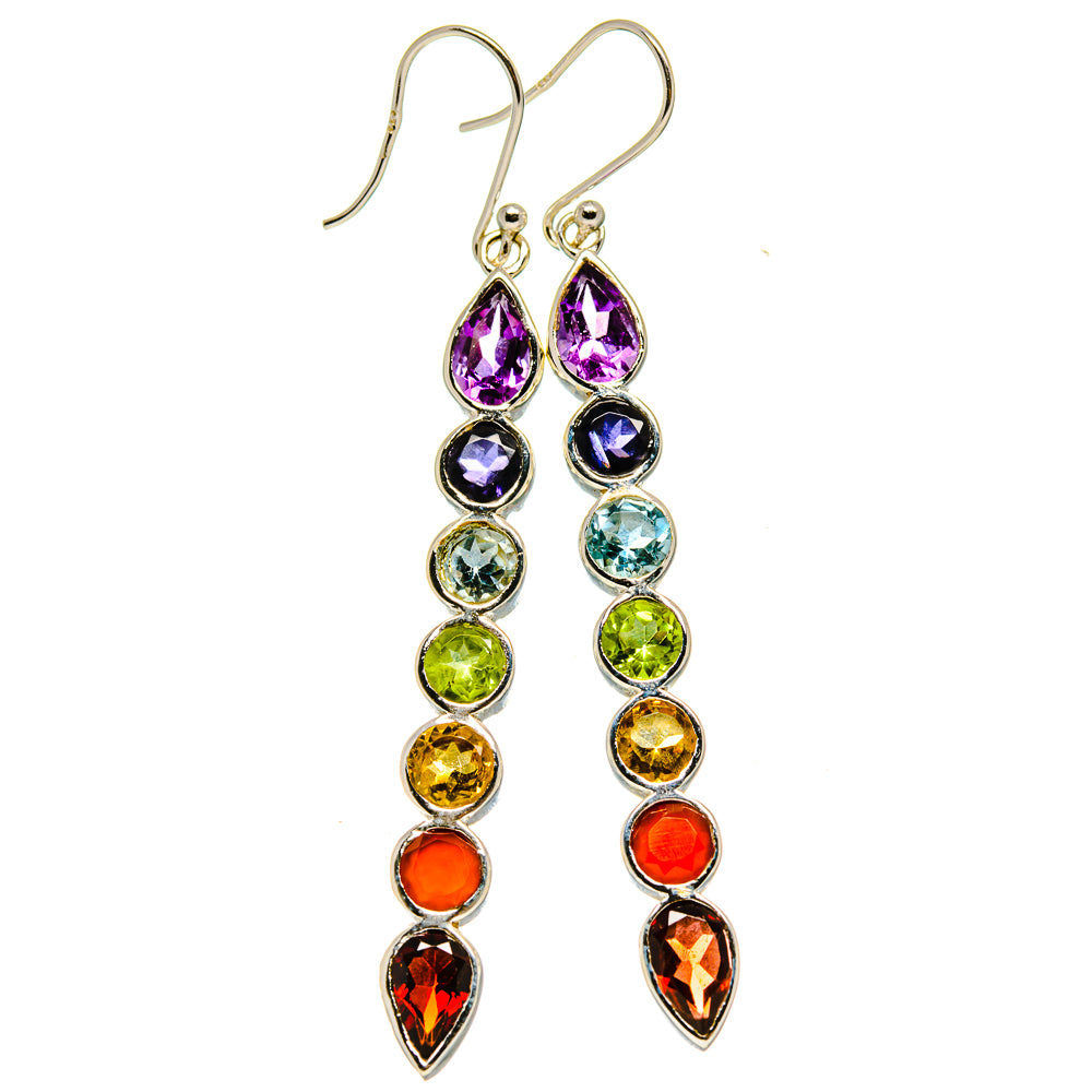 Multi-Stone Chakra Earrings handcrafted by Anasilvercos - EARR415941