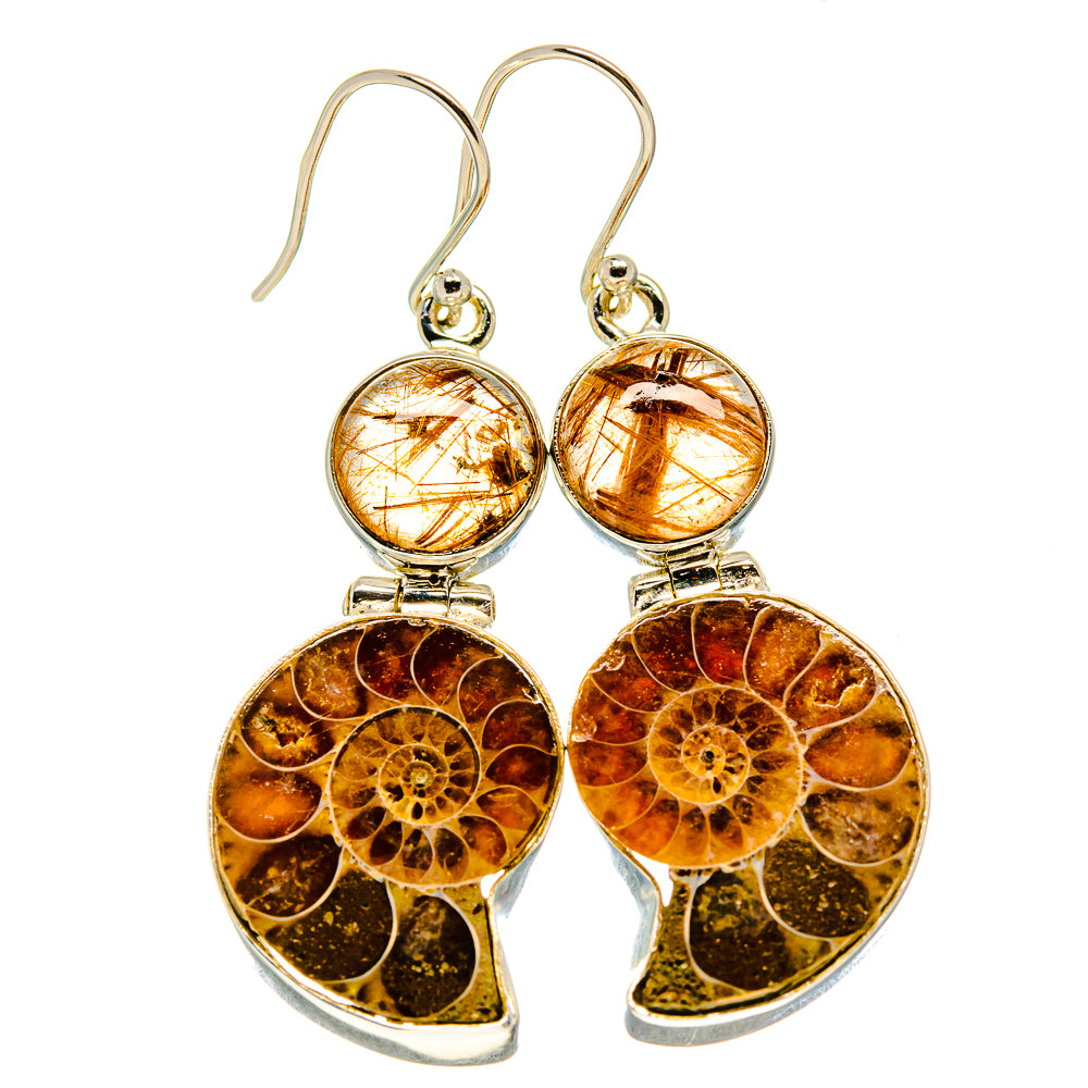 Ammonite Fossil Earrings handcrafted by Anasilvercos - EARR415945