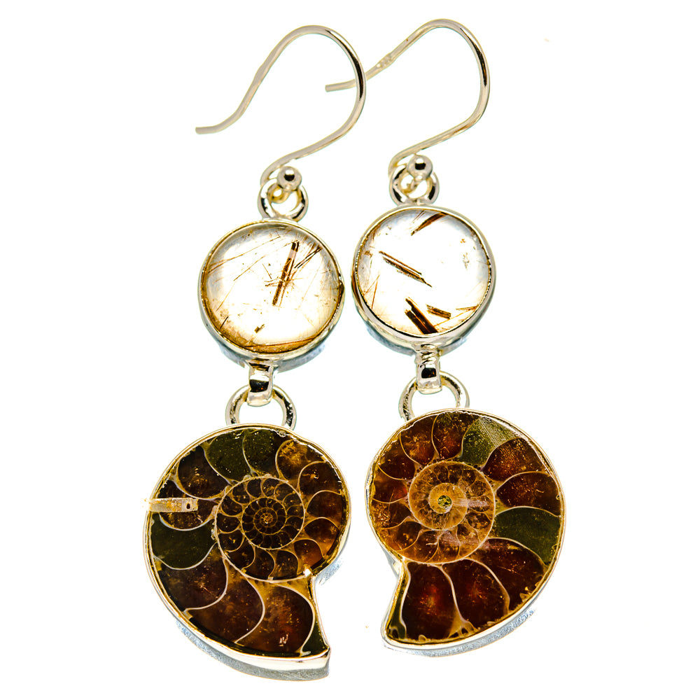Ammonite Fossil Earrings handcrafted by Anasilvercos - EARR415949