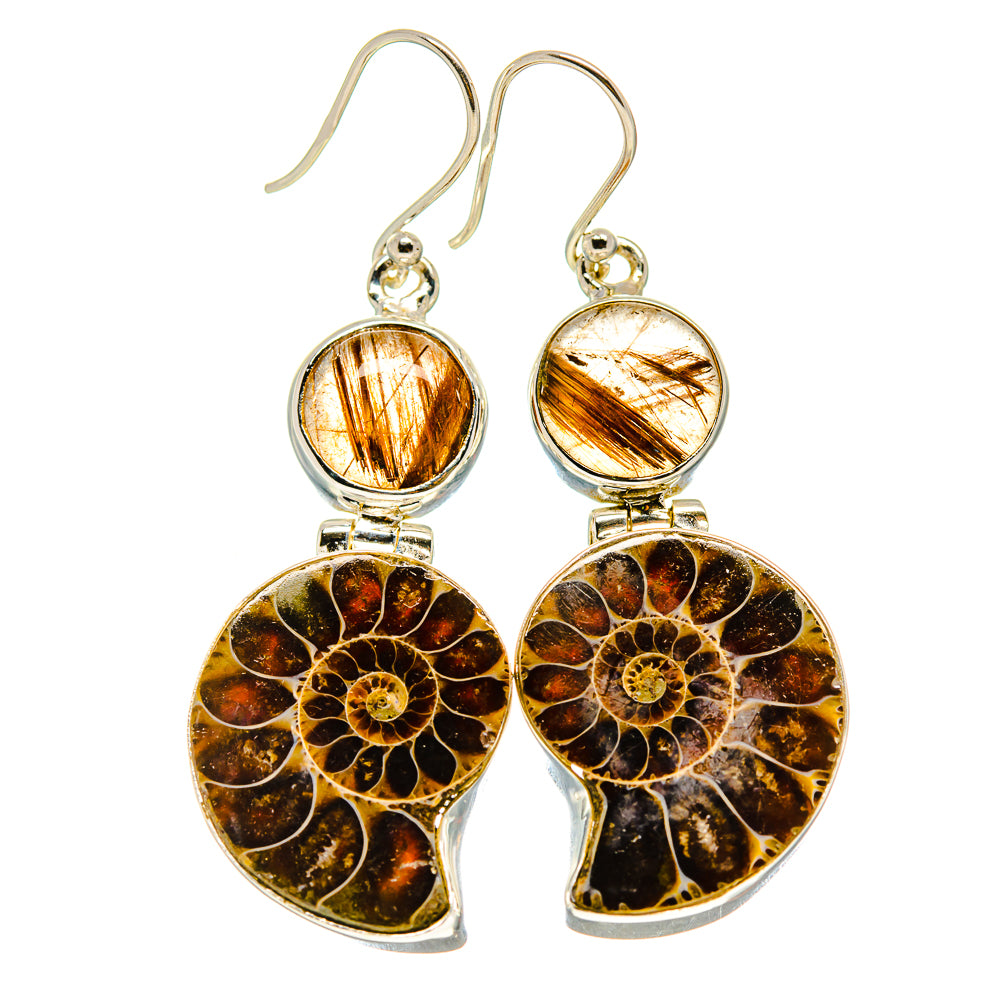 Ammonite Fossil Earrings handcrafted by Anasilvercos - EARR415951