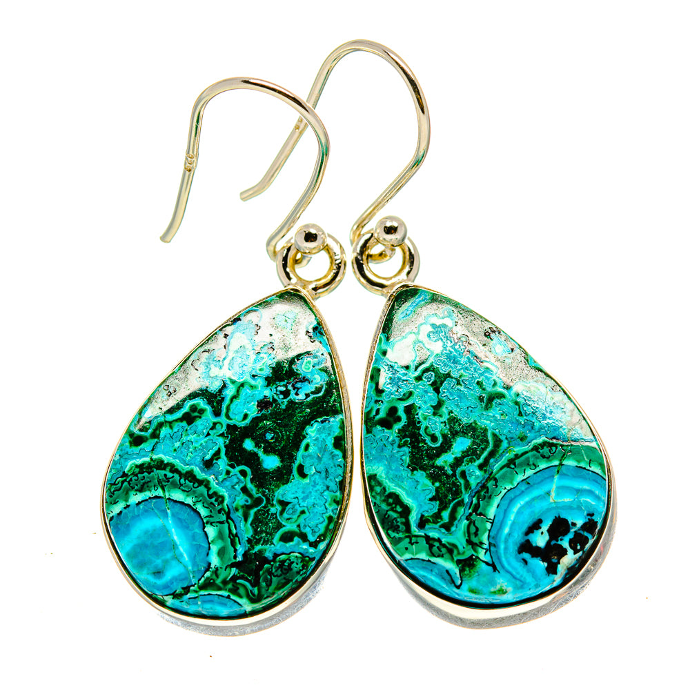 Malachite In Chrysocolla Earrings handcrafted by Anasilvercos - EARR415983