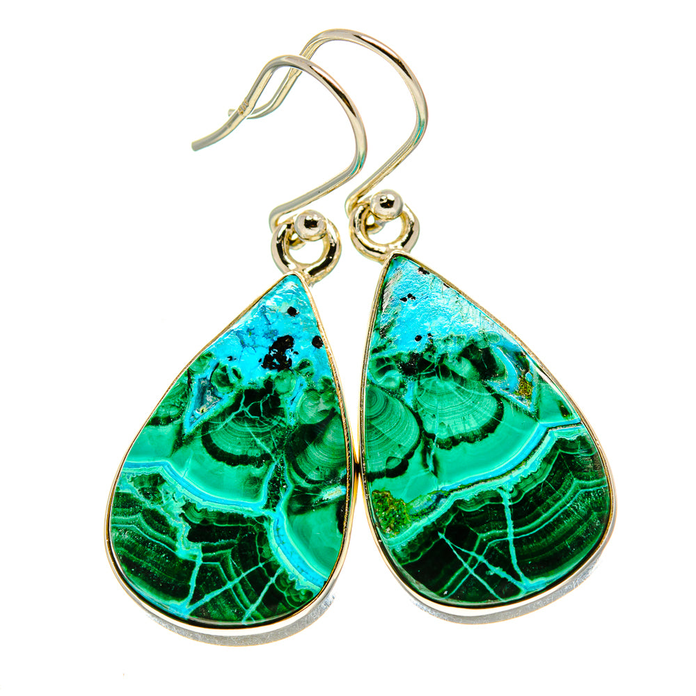 Malachite In Chrysocolla Earrings handcrafted by Anasilvercos - EARR416012
