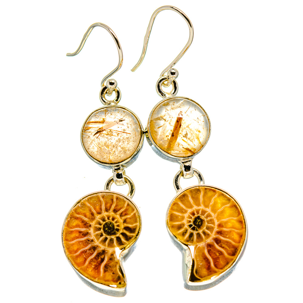 Ammonite Fossil Earrings handcrafted by Anasilvercos - EARR416013
