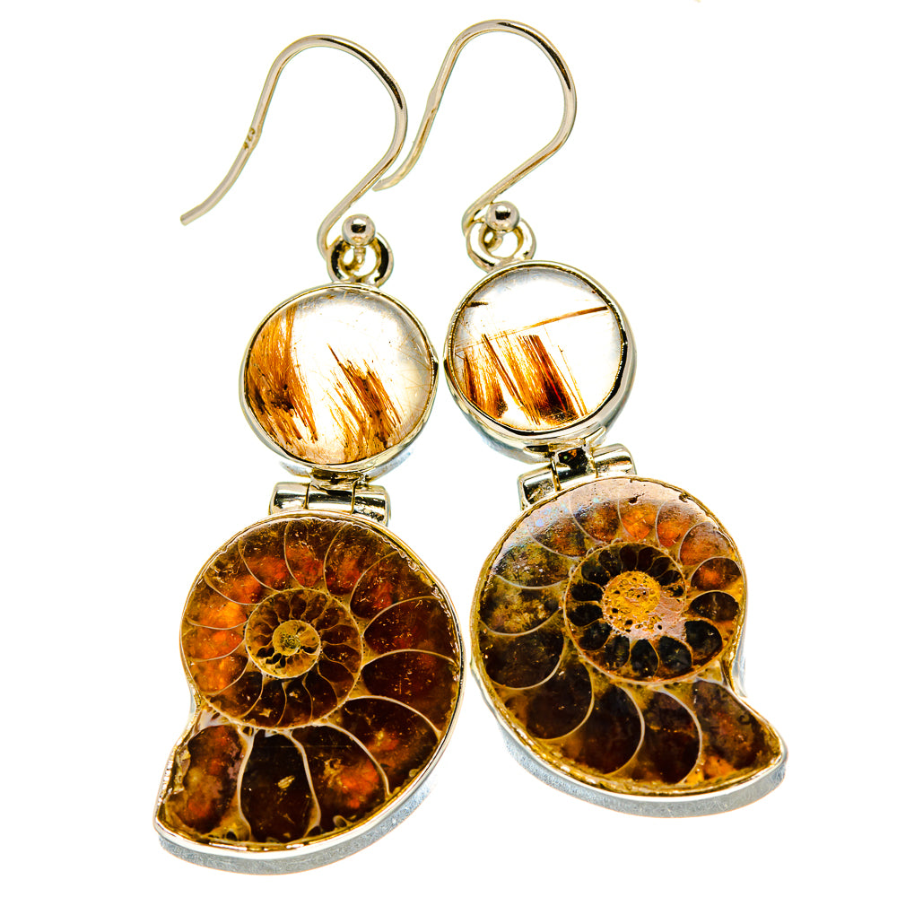 Ammonite Fossil Earrings handcrafted by Anasilvercos - EARR416014