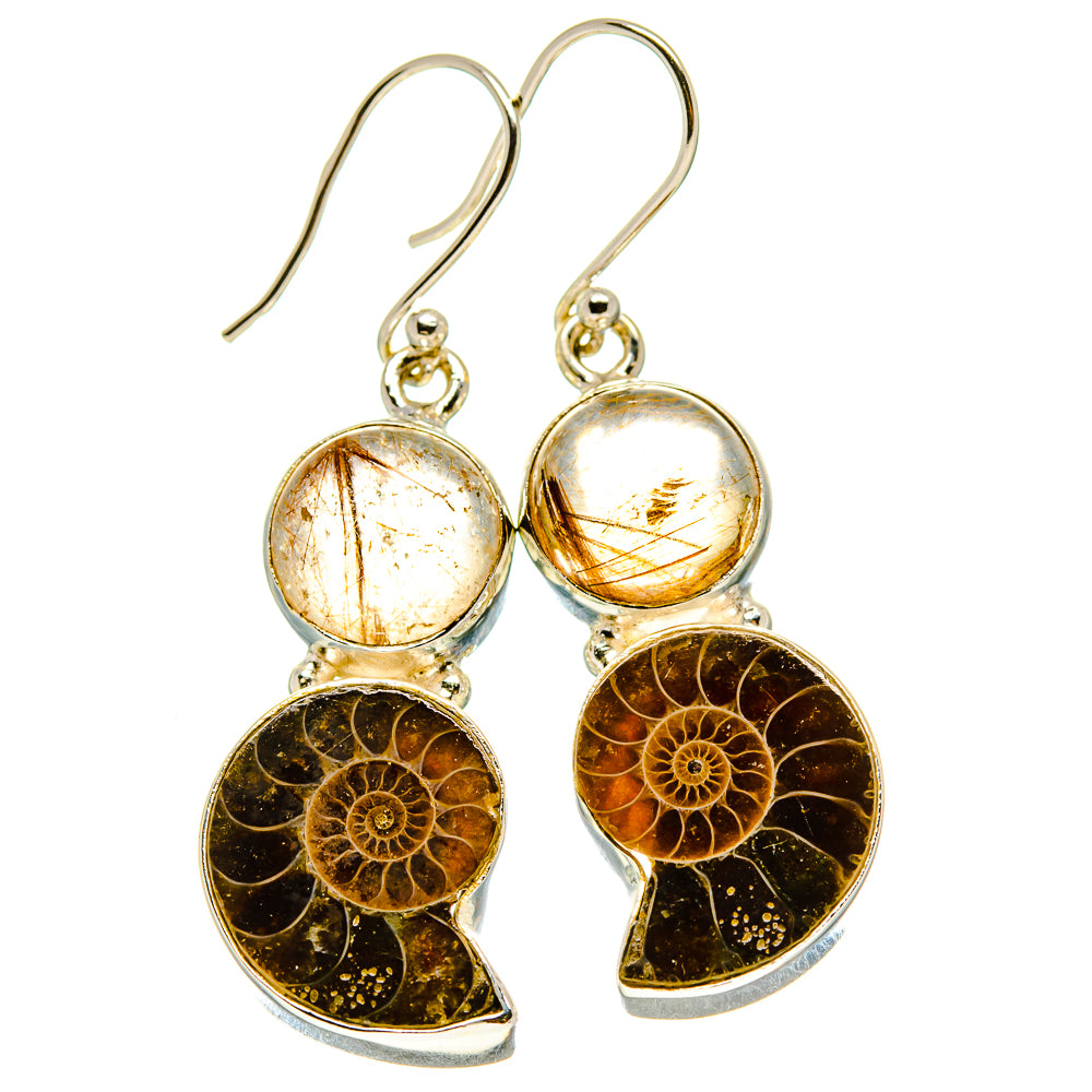 Ammonite Fossil Earrings handcrafted by Anasilvercos - EARR416017