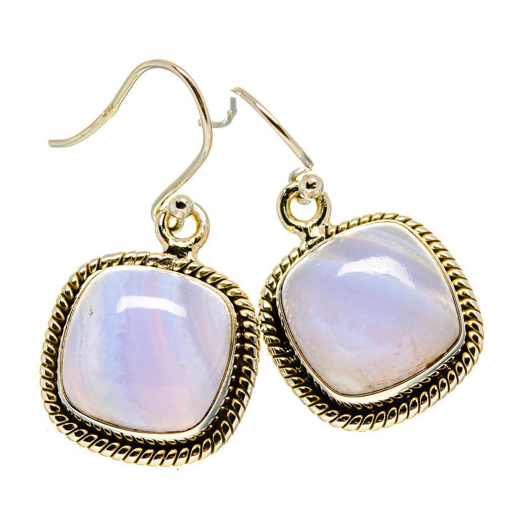 Blue Lace Agate Earrings handcrafted by Anasilvercos - EARR416021