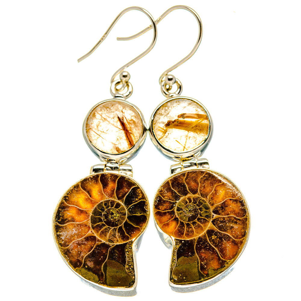 Ammonite Fossil Earrings handcrafted by Anasilvercos - EARR416024