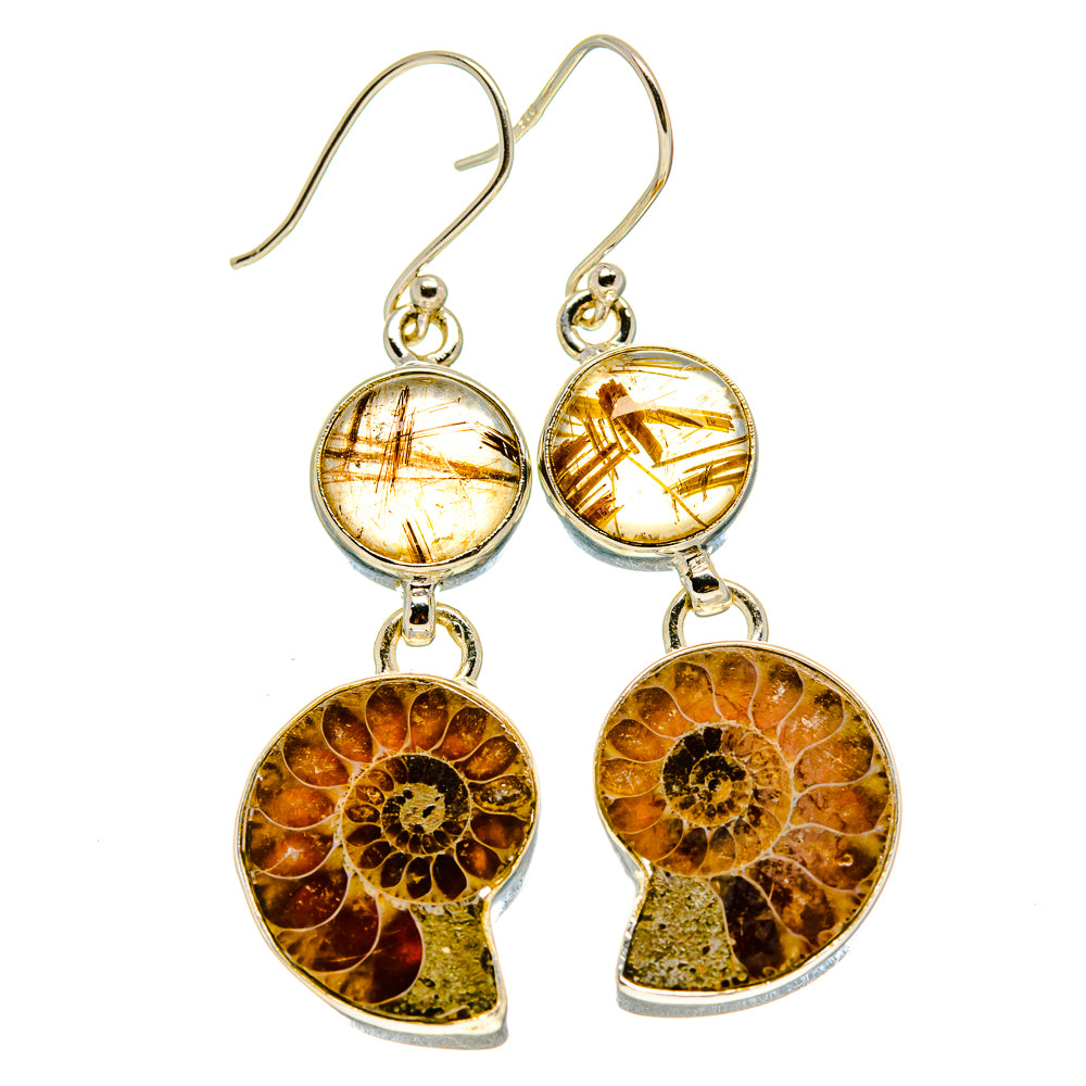 Ammonite Fossil Earrings handcrafted by Anasilvercos - EARR416031