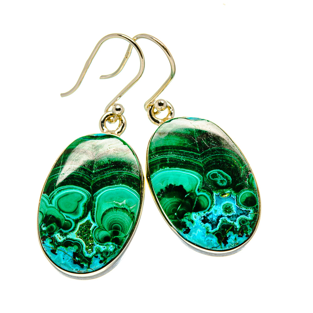Malachite In Chrysocolla Earrings handcrafted by Anasilvercos - EARR416041