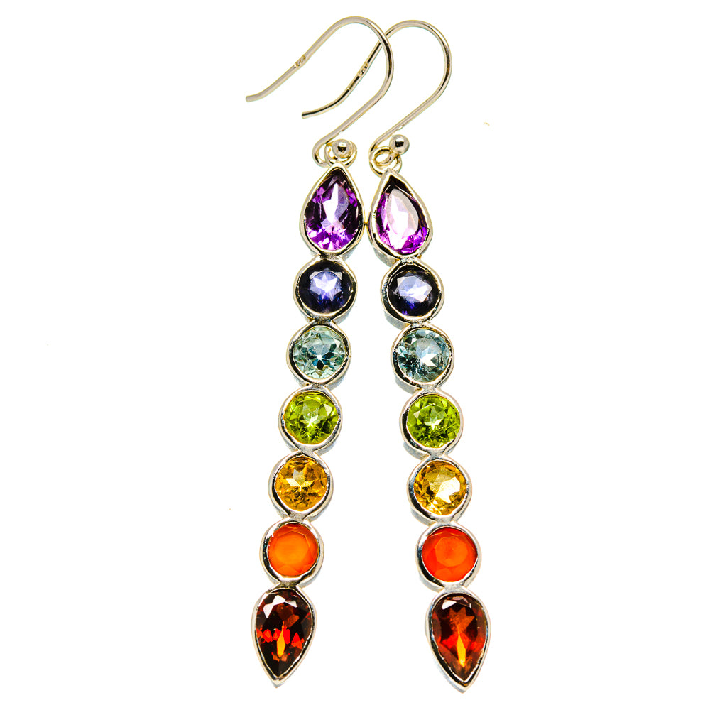 Multi-Stone Chakra Earrings handcrafted by Anasilvercos - EARR416052