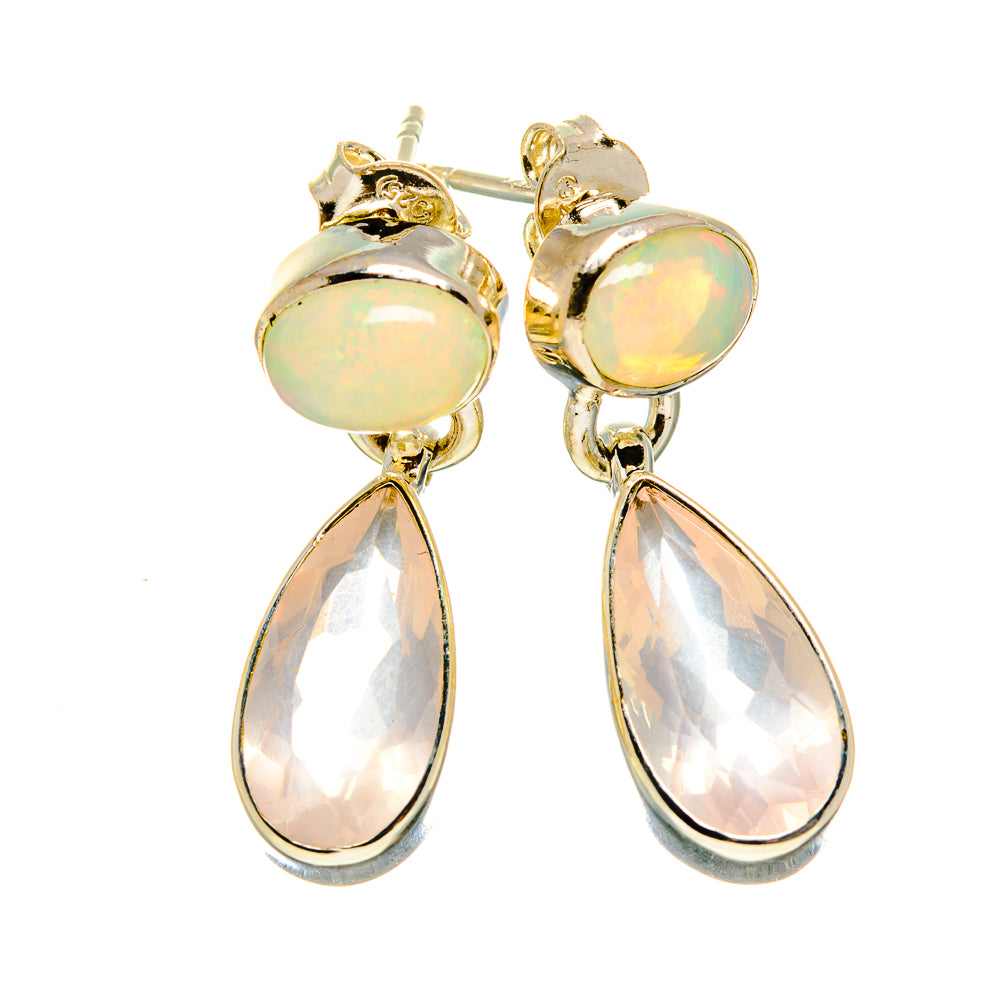 Rose Quartz Earrings handcrafted by Anasilvercos - EARR416054