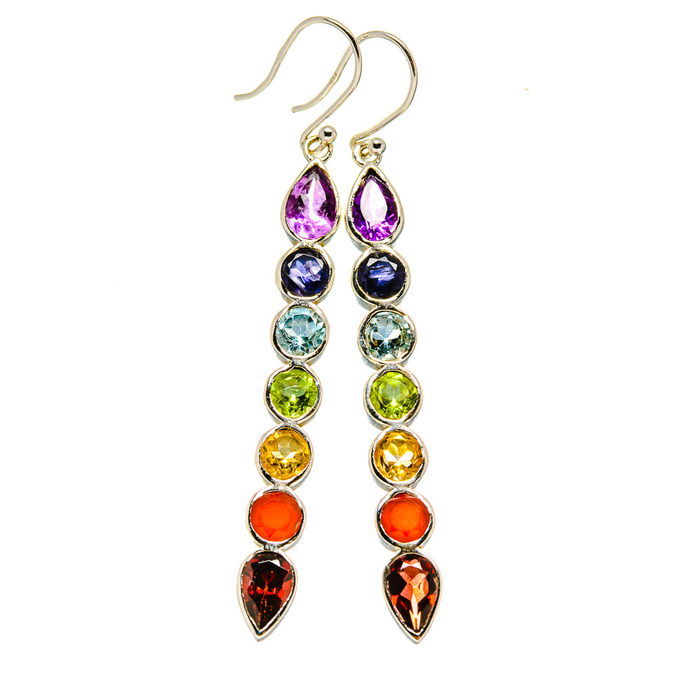 Multi-Stone Chakra Earrings handcrafted by Anasilvercos - EARR416059 - Photo 2