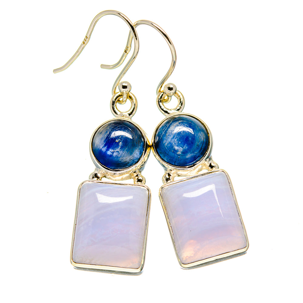 Blue Lace Agate Earrings handcrafted by Anasilvercos - EARR416075