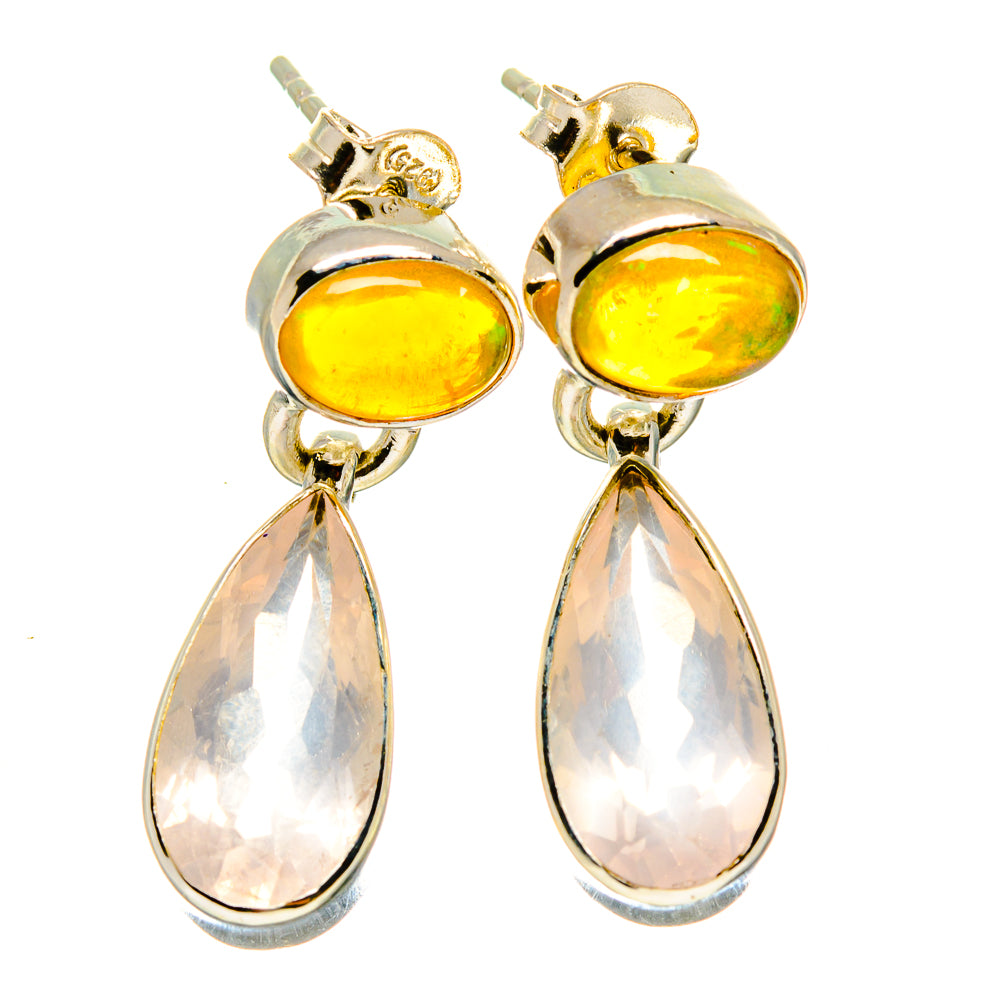 Rose Quartz Earrings handcrafted by Anasilvercos - EARR416078