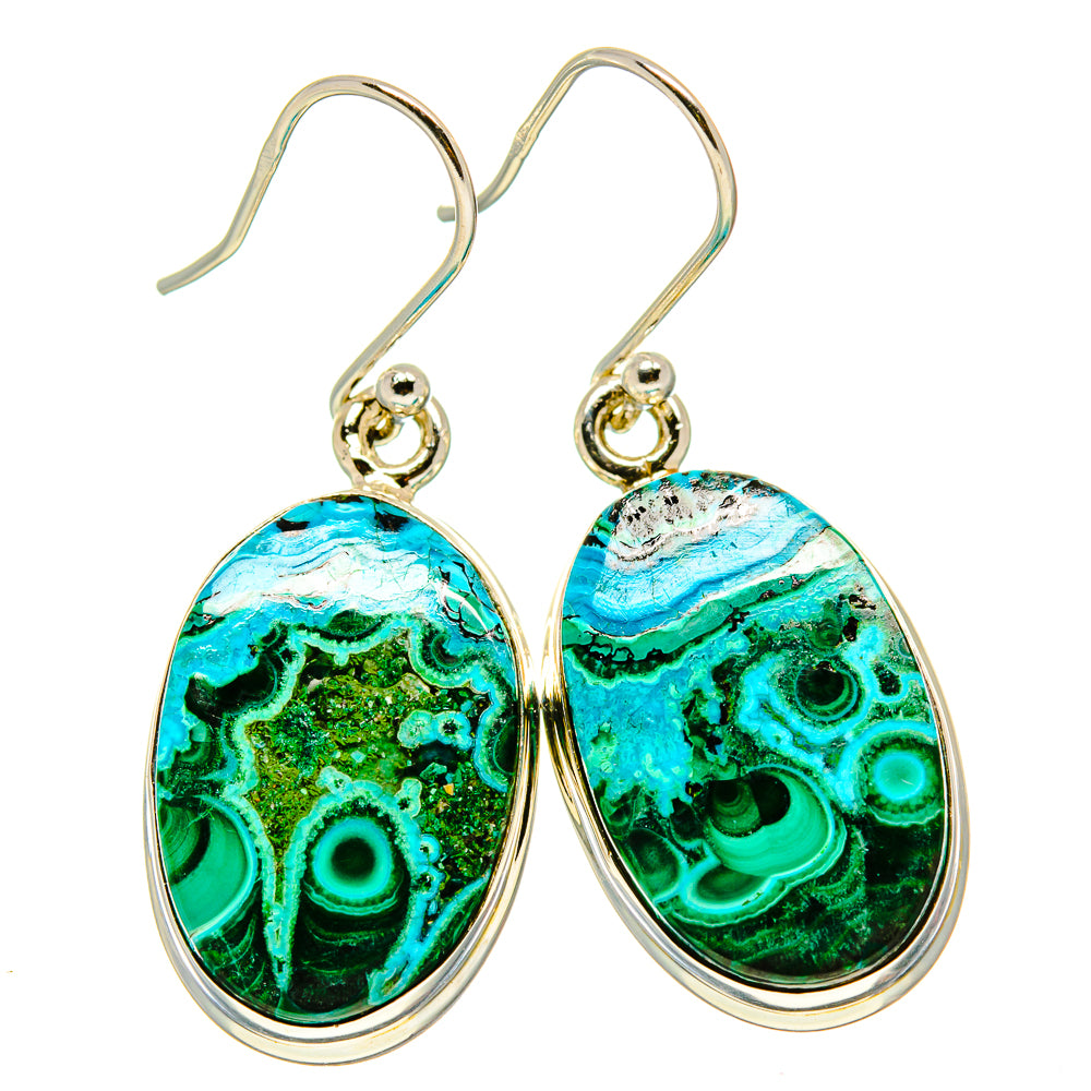 Malachite In Chrysocolla Earrings handcrafted by Anasilvercos - EARR416083