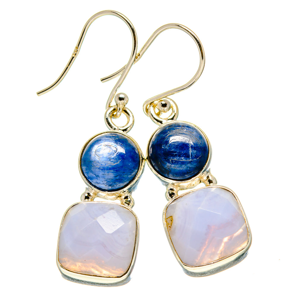 Blue Lace Agate Earrings handcrafted by Anasilvercos - EARR416085