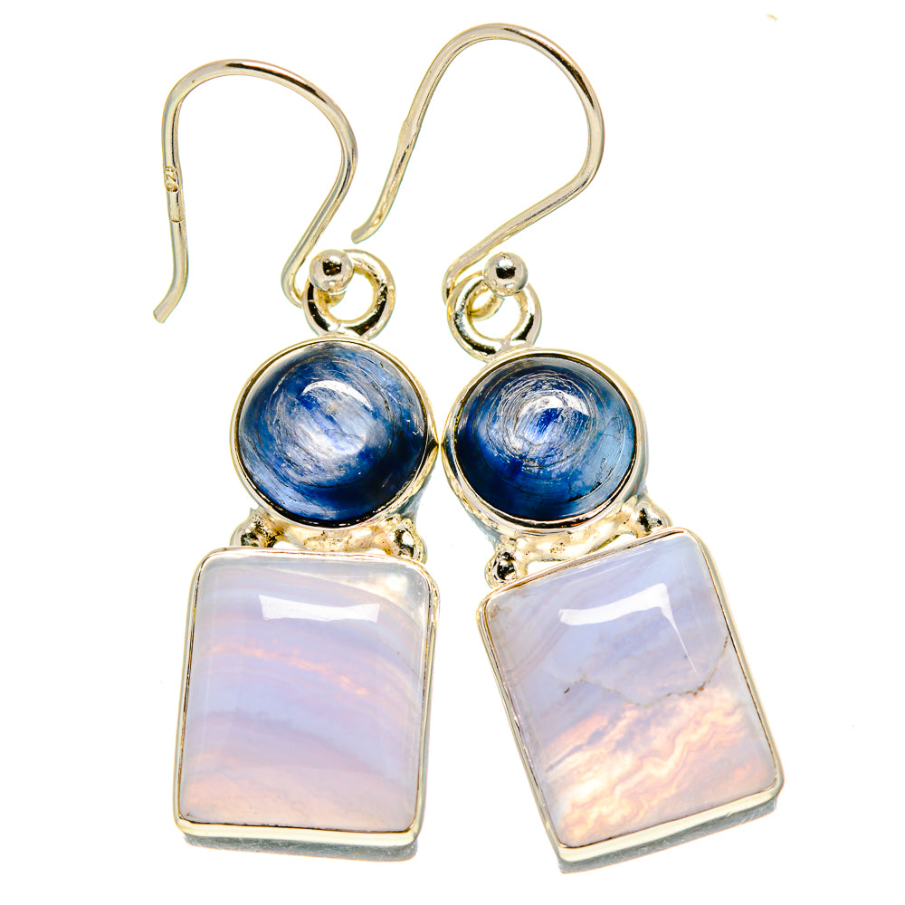 Blue Lace Agate Earrings handcrafted by Anasilvercos - EARR416087