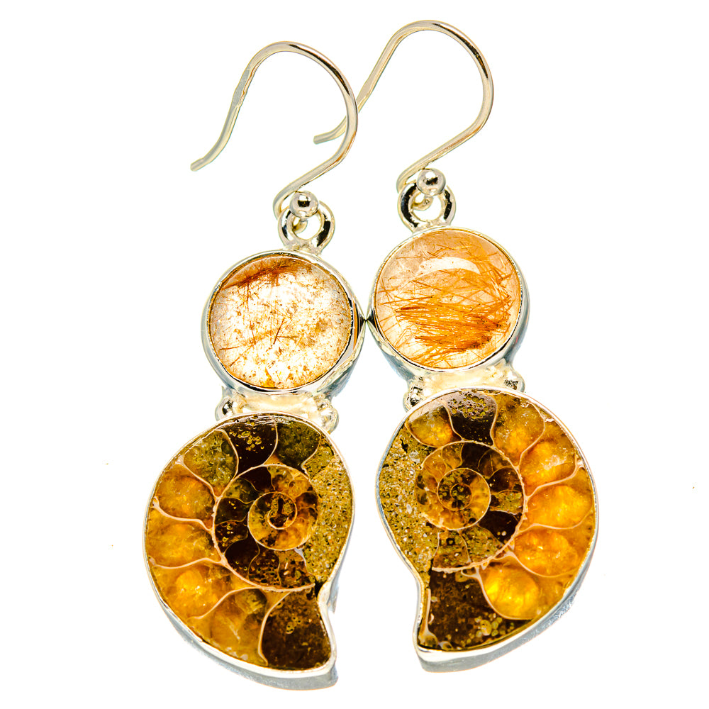 Ammonite Fossil Earrings handcrafted by Anasilvercos - EARR416092