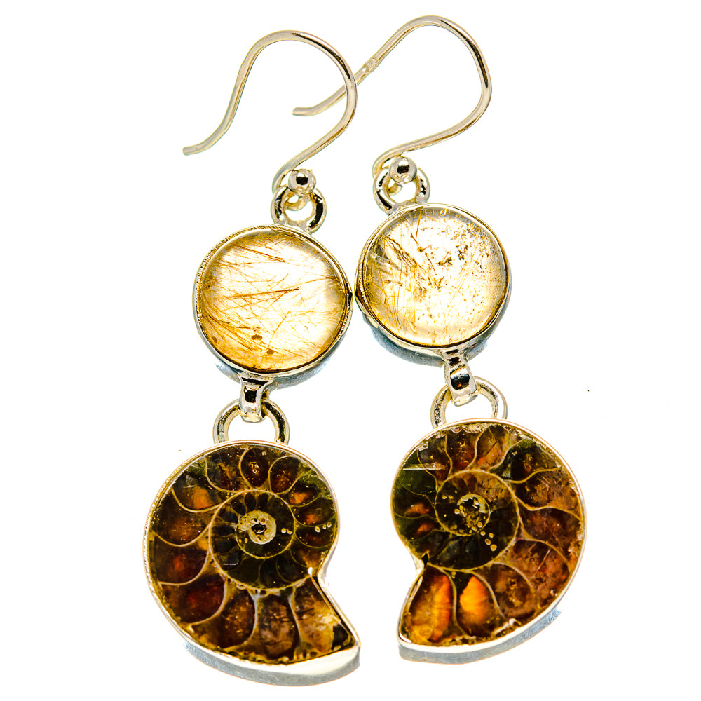 Ammonite Fossil Earrings handcrafted by Anasilvercos - EARR416094