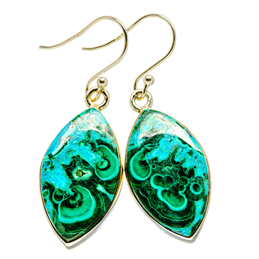Malachite In Chrysocolla Earrings handcrafted by Anasilvercos - EARR416096
