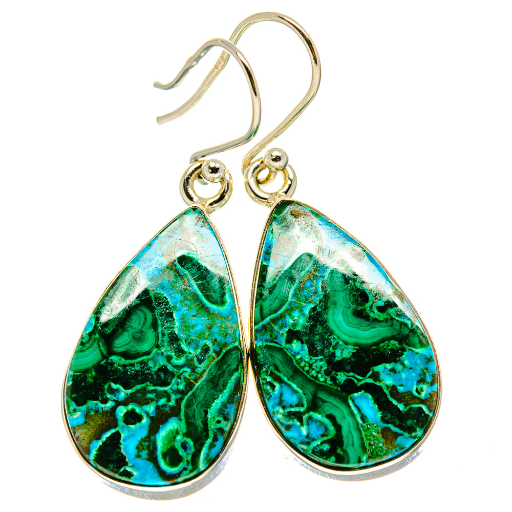 Malachite In Chrysocolla Earrings handcrafted by Anasilvercos - EARR416101